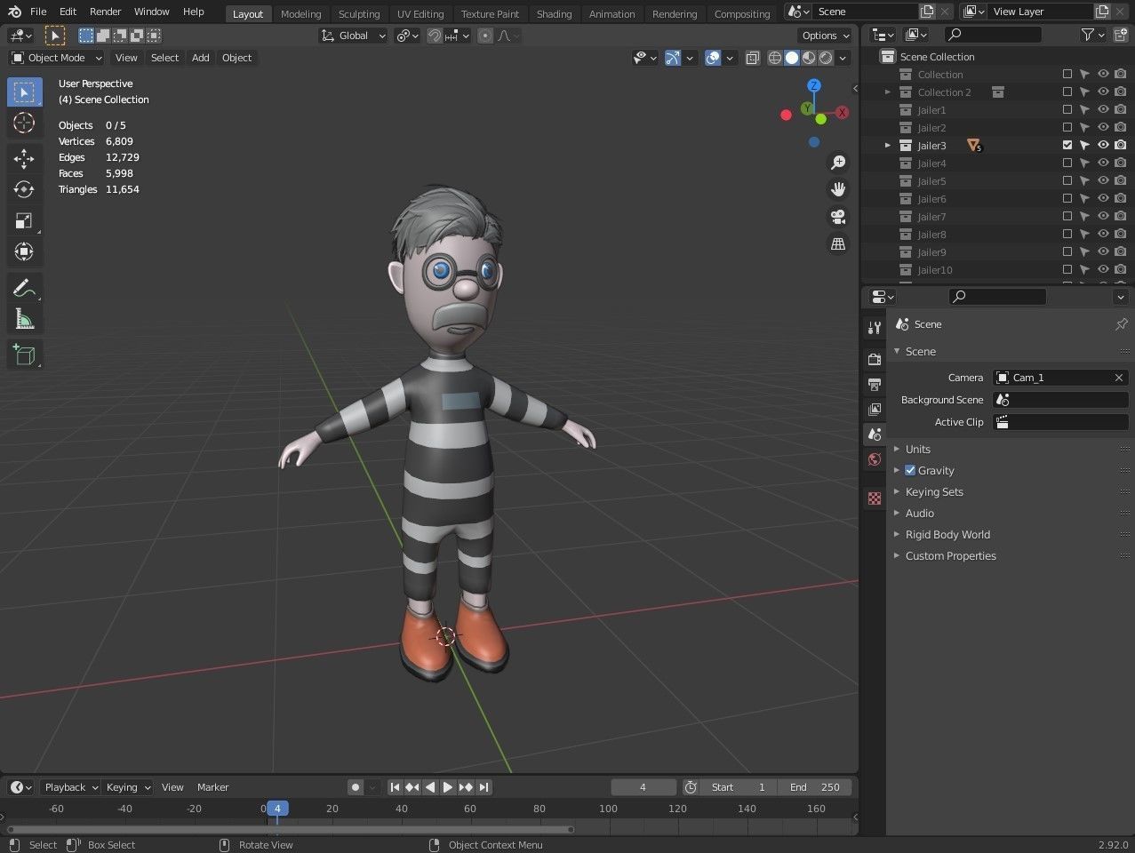 Cartoon characters-jailer and policeman Low-poly 3D model_24