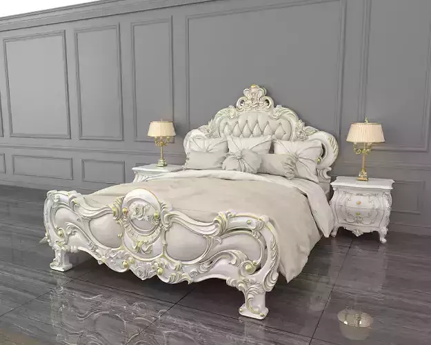 Classic European style Bed set 26 3D model