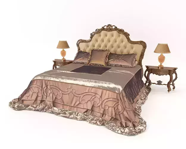 Classic European style Bed set 27 3D model