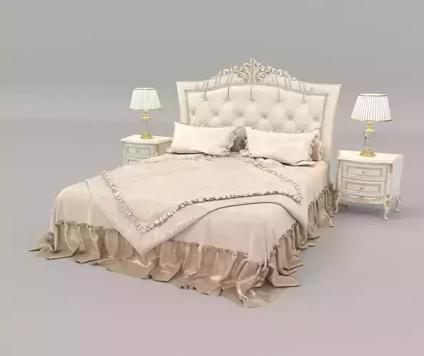 Classic European style Bed set 29 3D model
