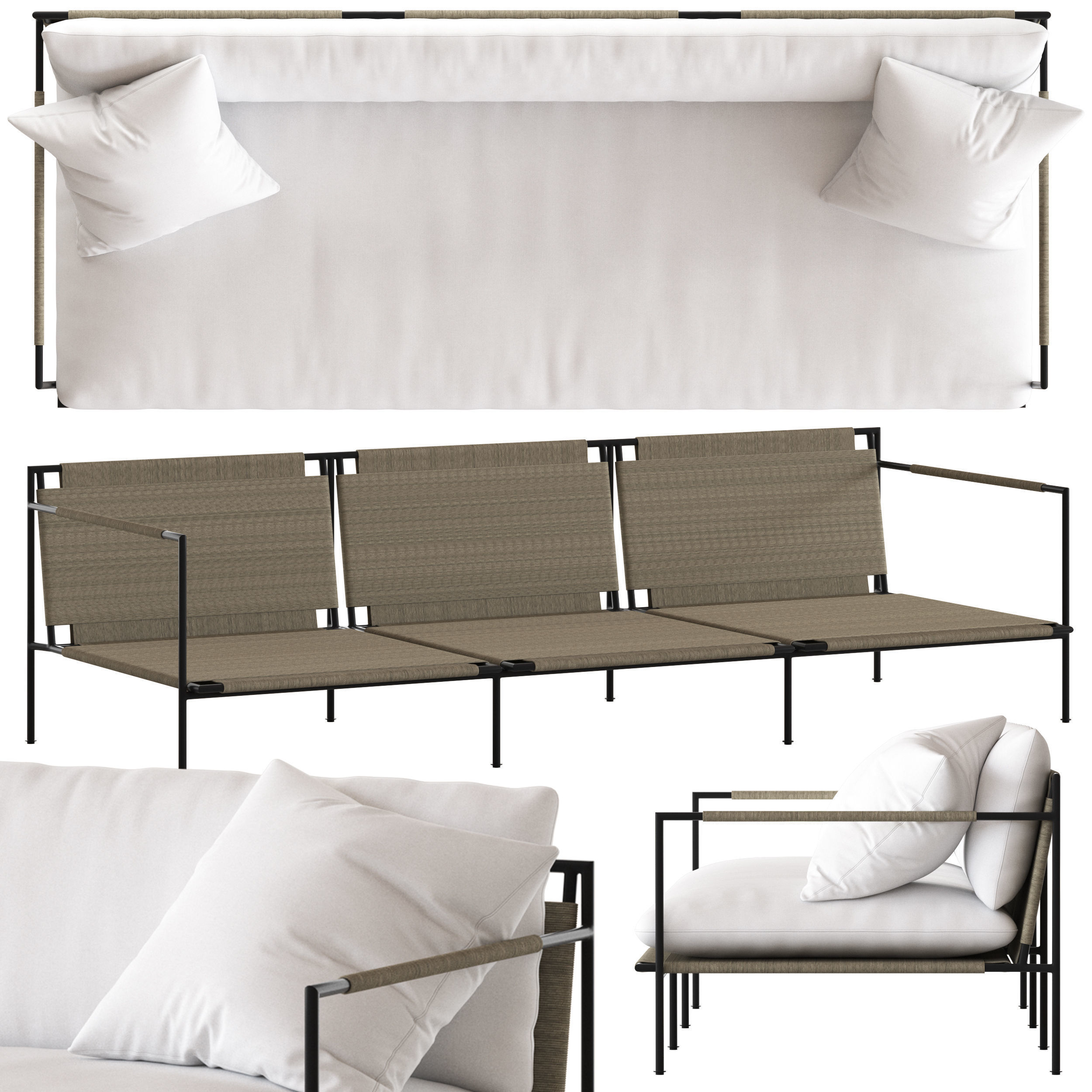 Coco Republic Malmo Outdoor Sofa 3D model_1