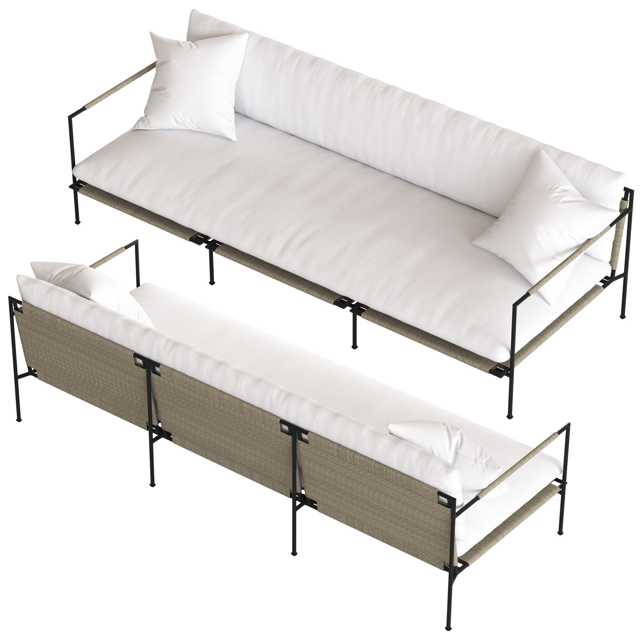 Coco Republic Malmo Outdoor Sofa 3D model_3