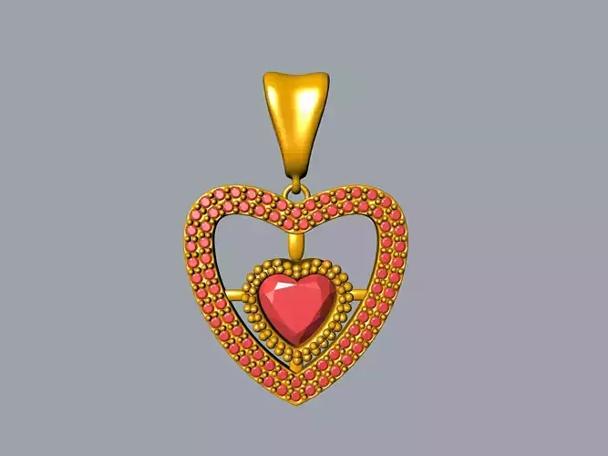 Heart in the Heart Pendant 3D print model