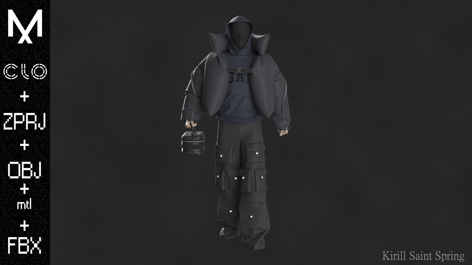 New Swag Outfit Marvelous designer Clo3d OBJ mtl FBX ZPRJ 3D model_3
