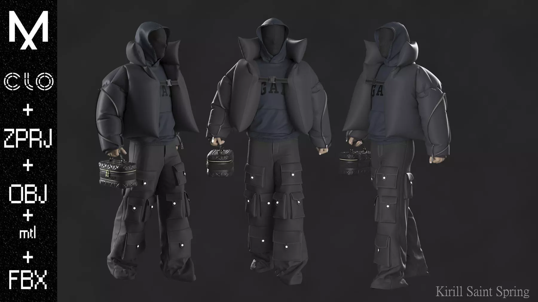 New Swag Outfit Marvelous designer Clo3d OBJ mtl FBX ZPRJ 3D model_0