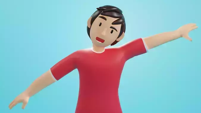 LowPoly Boy Character Rigged Cartoon Model