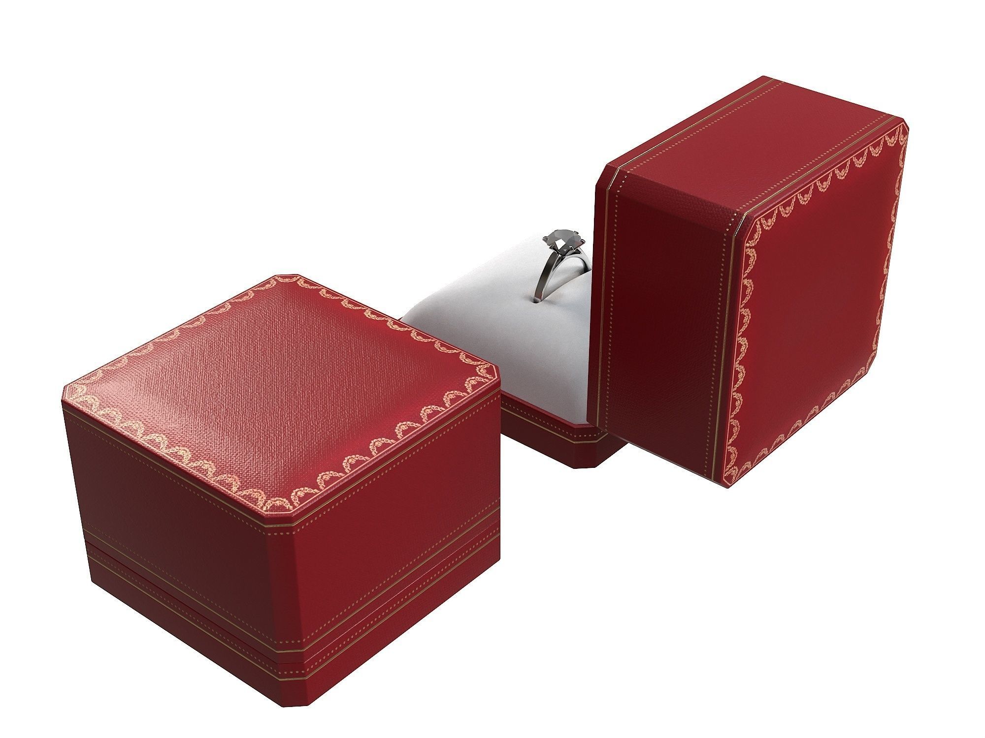 Ring with Red Box Low-poly 3D model_3