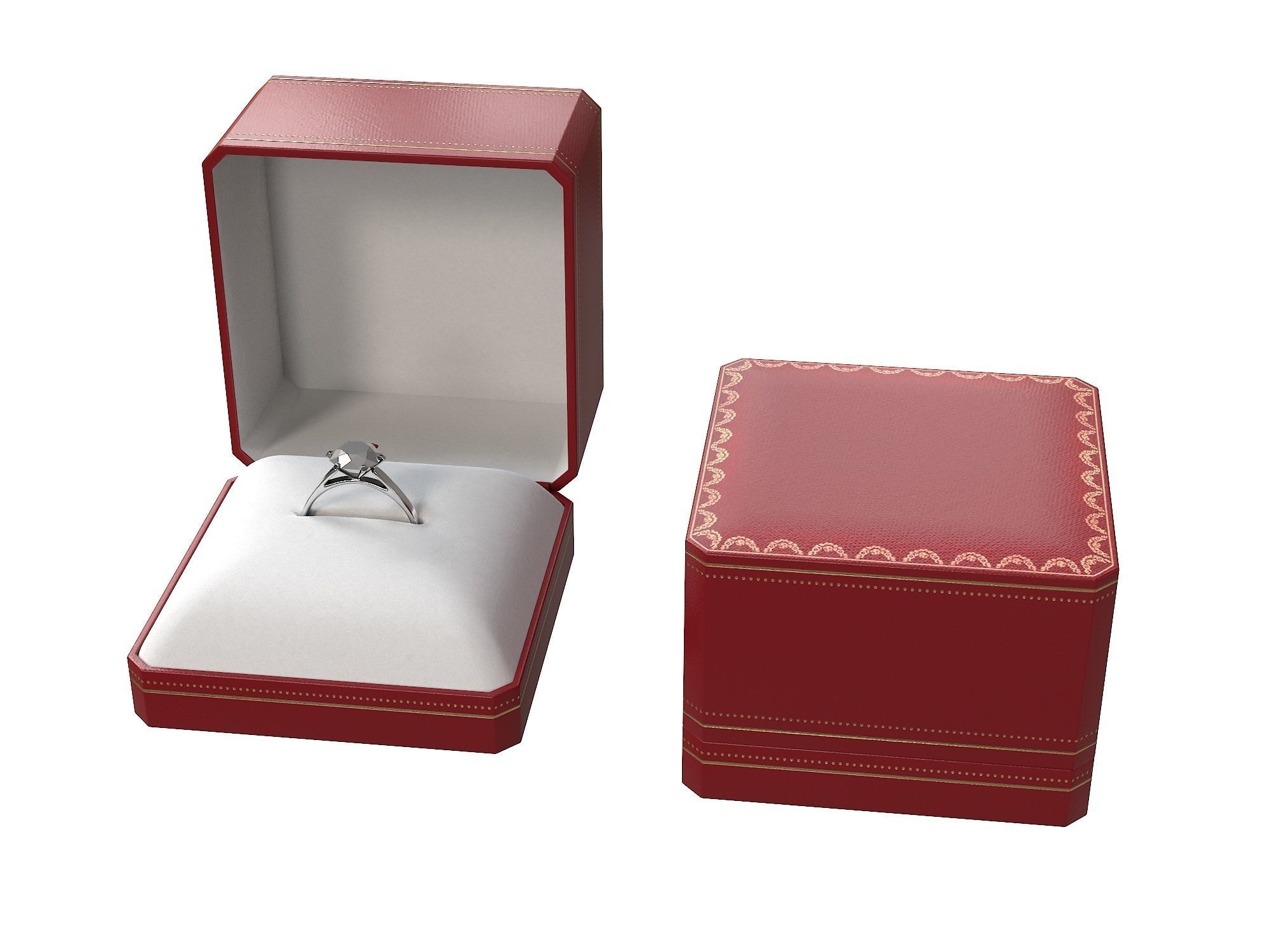 Ring with Red Box Low-poly 3D model_1