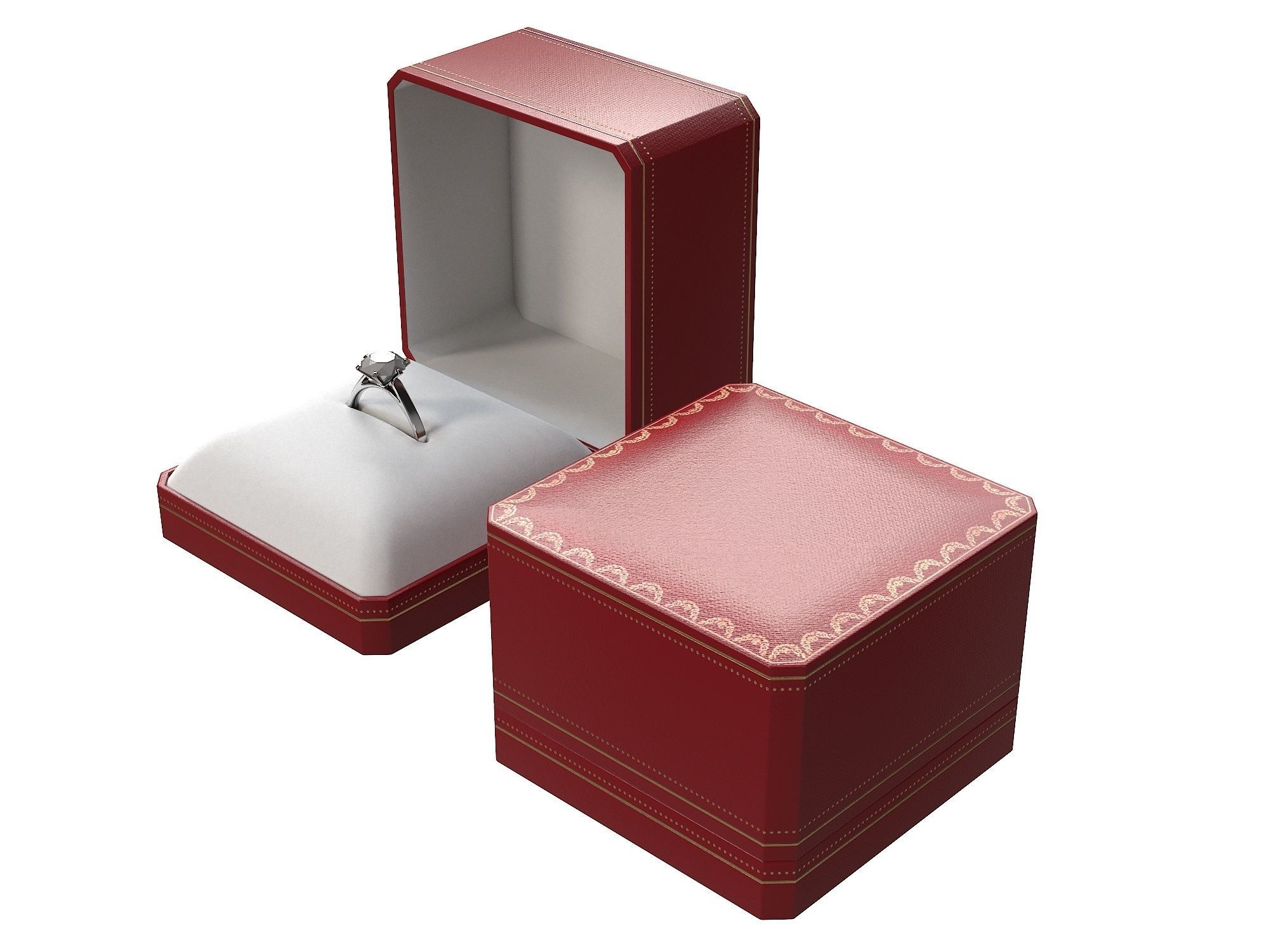 Ring with Red Box Low-poly 3D model_2