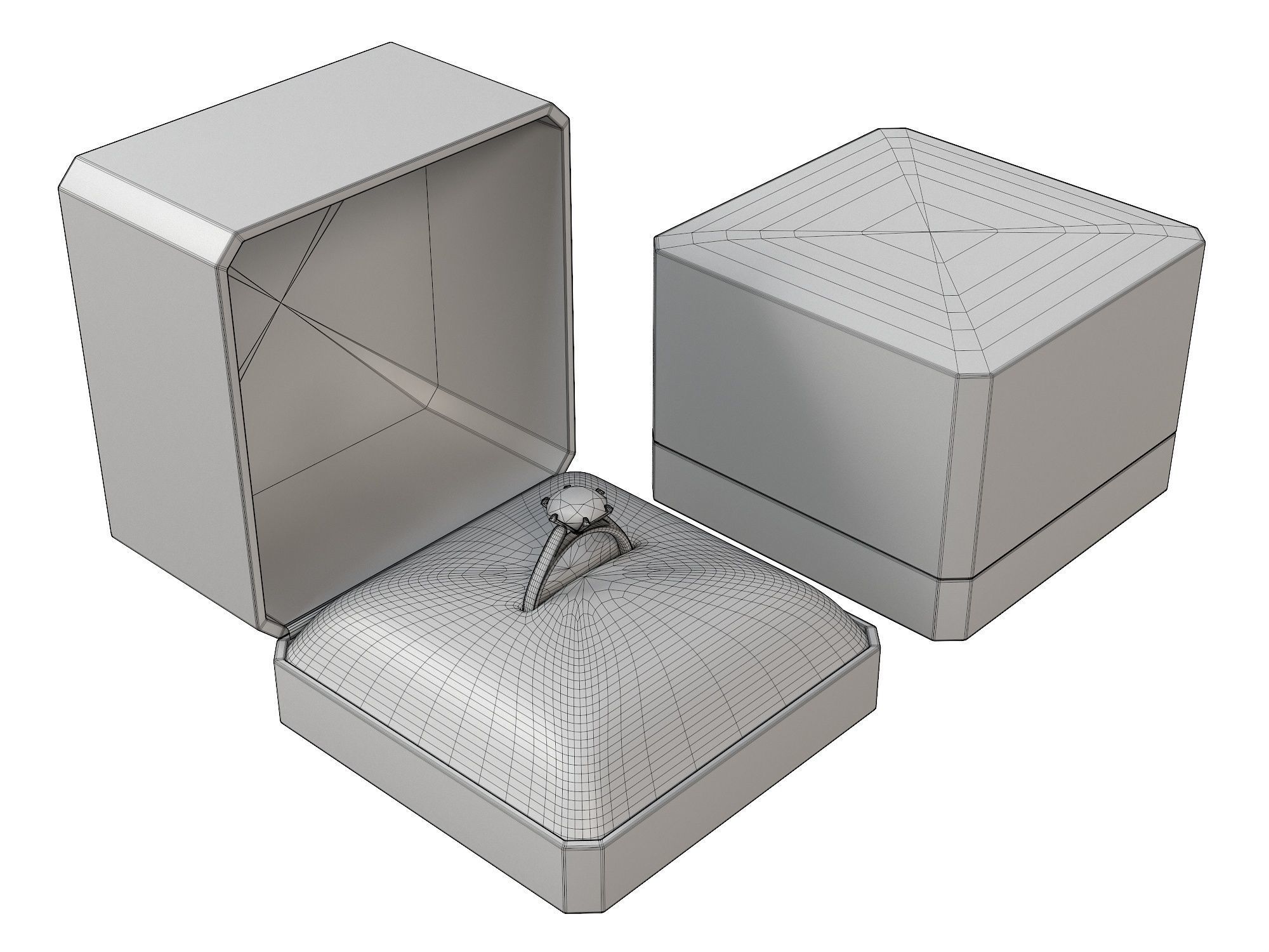 Ring with Red Box Low-poly 3D model_5