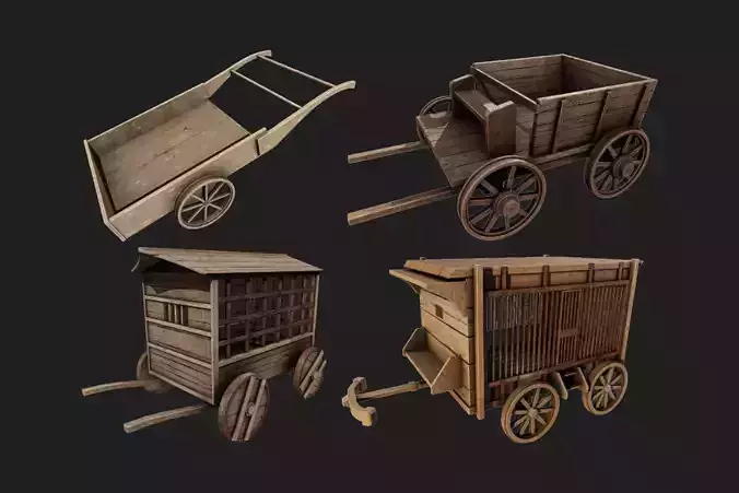 4 Old wooden carriage