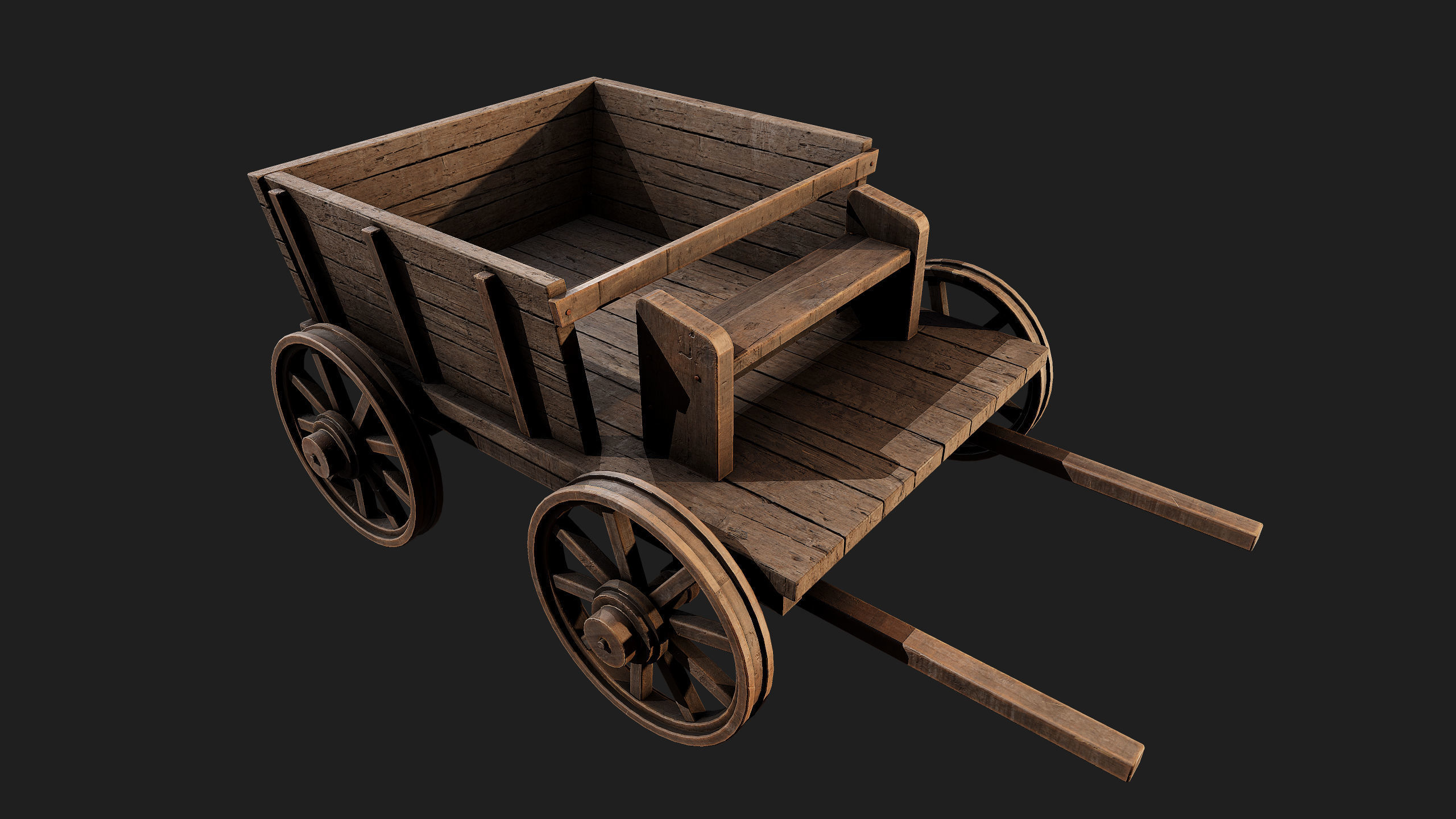 4 Old wooden carriage 3D Model Collection_3