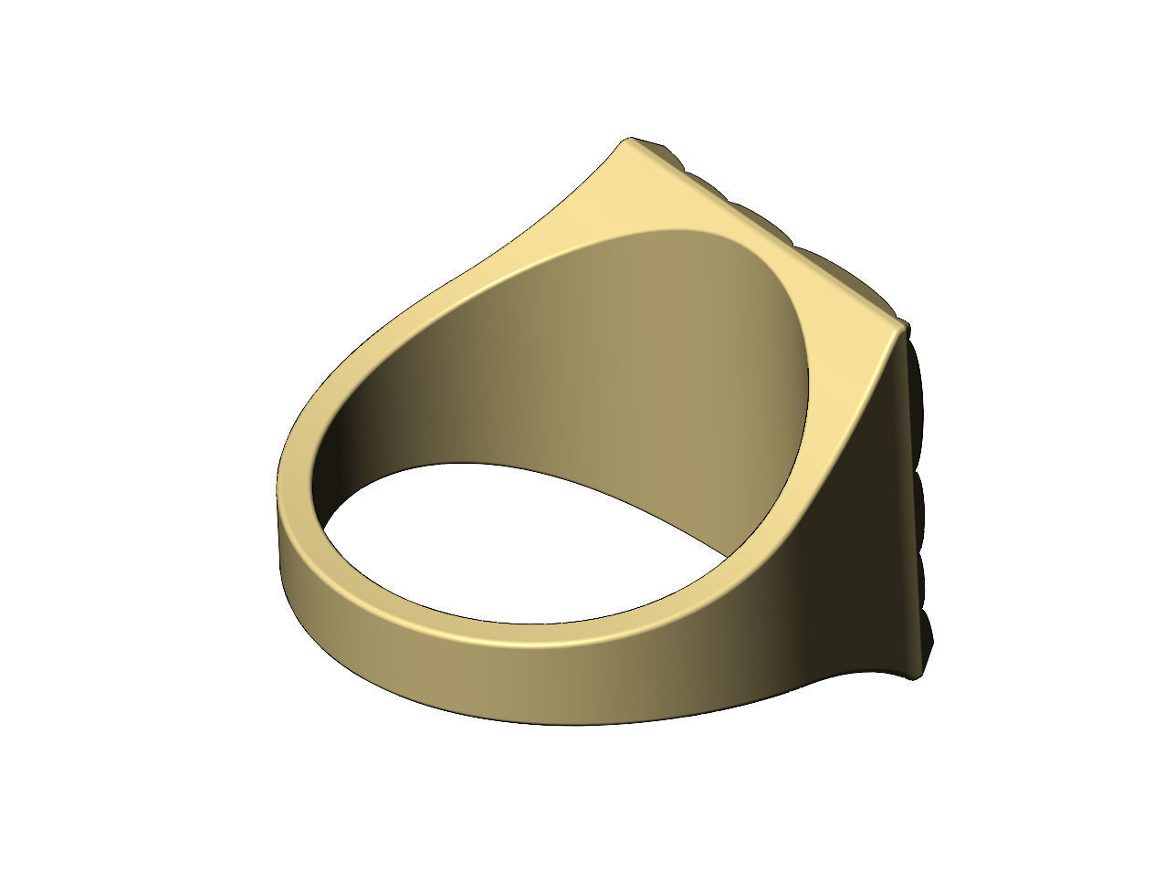 Abstract dome wave pattern square signet ring US sizes 7to11 3D print model_10