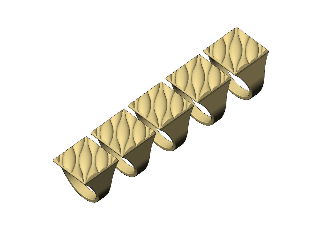 Abstract dome wave pattern square signet ring US sizes 7to11 3D print model_5