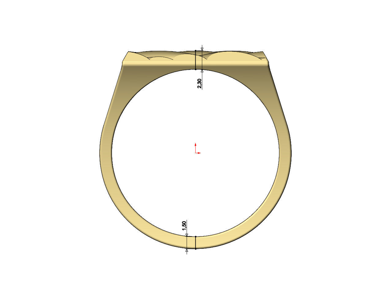 Abstract dome wave pattern square signet ring US sizes 7to11 3D print model_7