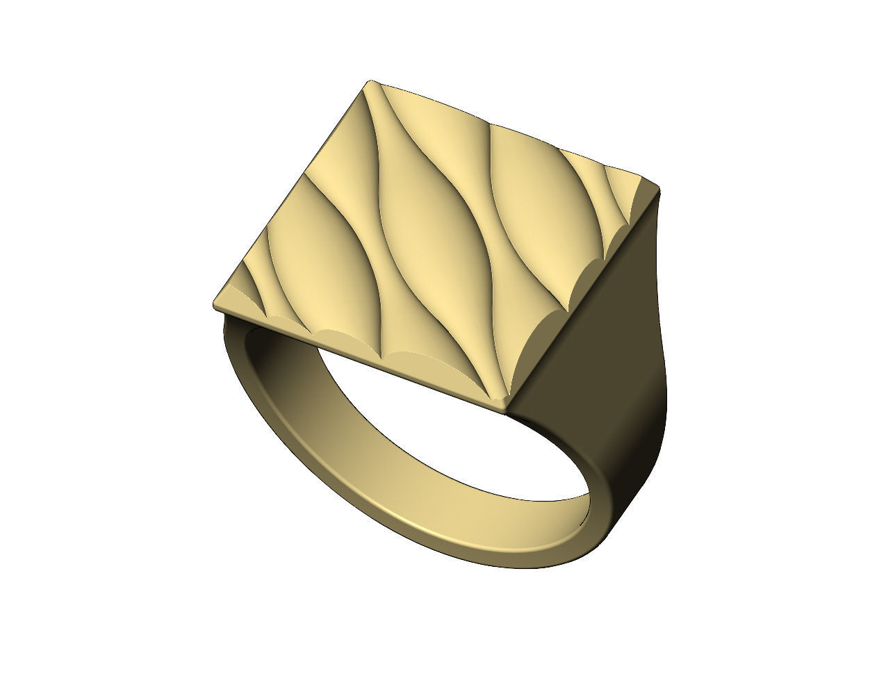 Abstract dome wave pattern square signet ring US sizes 7to11 3D print model_6