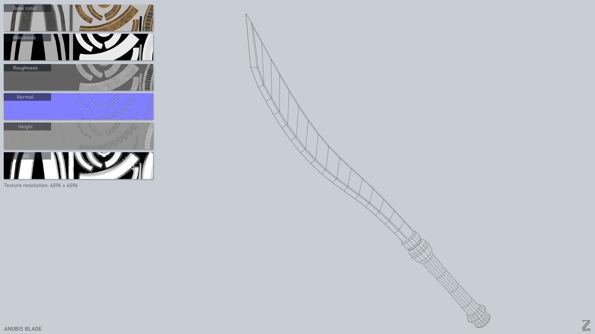 Anubis blade Low-poly 3D model_3