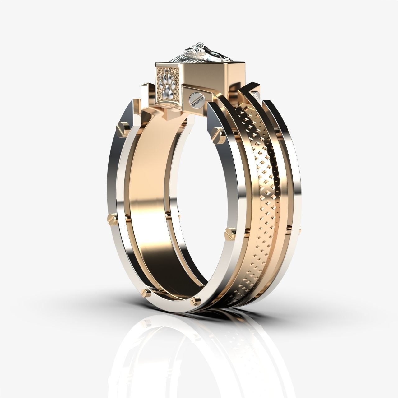 Lion ring  3D print model_3