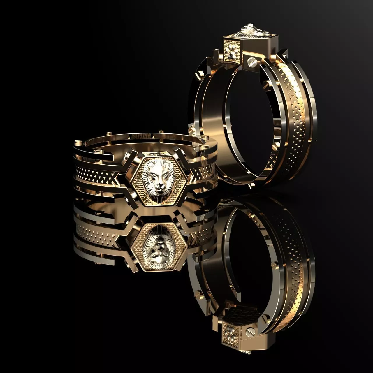 Lion ring  3D print model_0