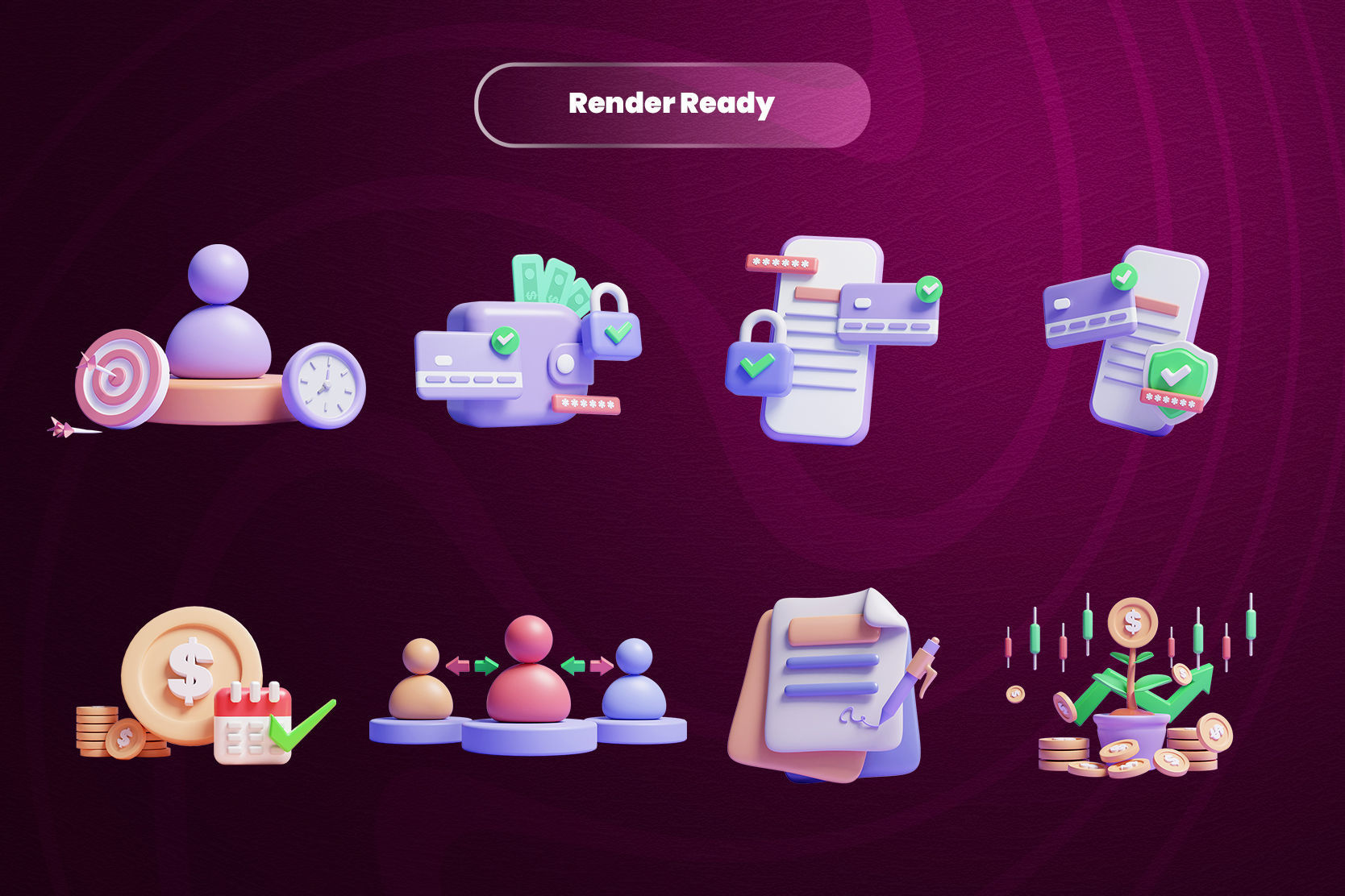 Online Business 3d Illustration  Icon Pack 3D model_1