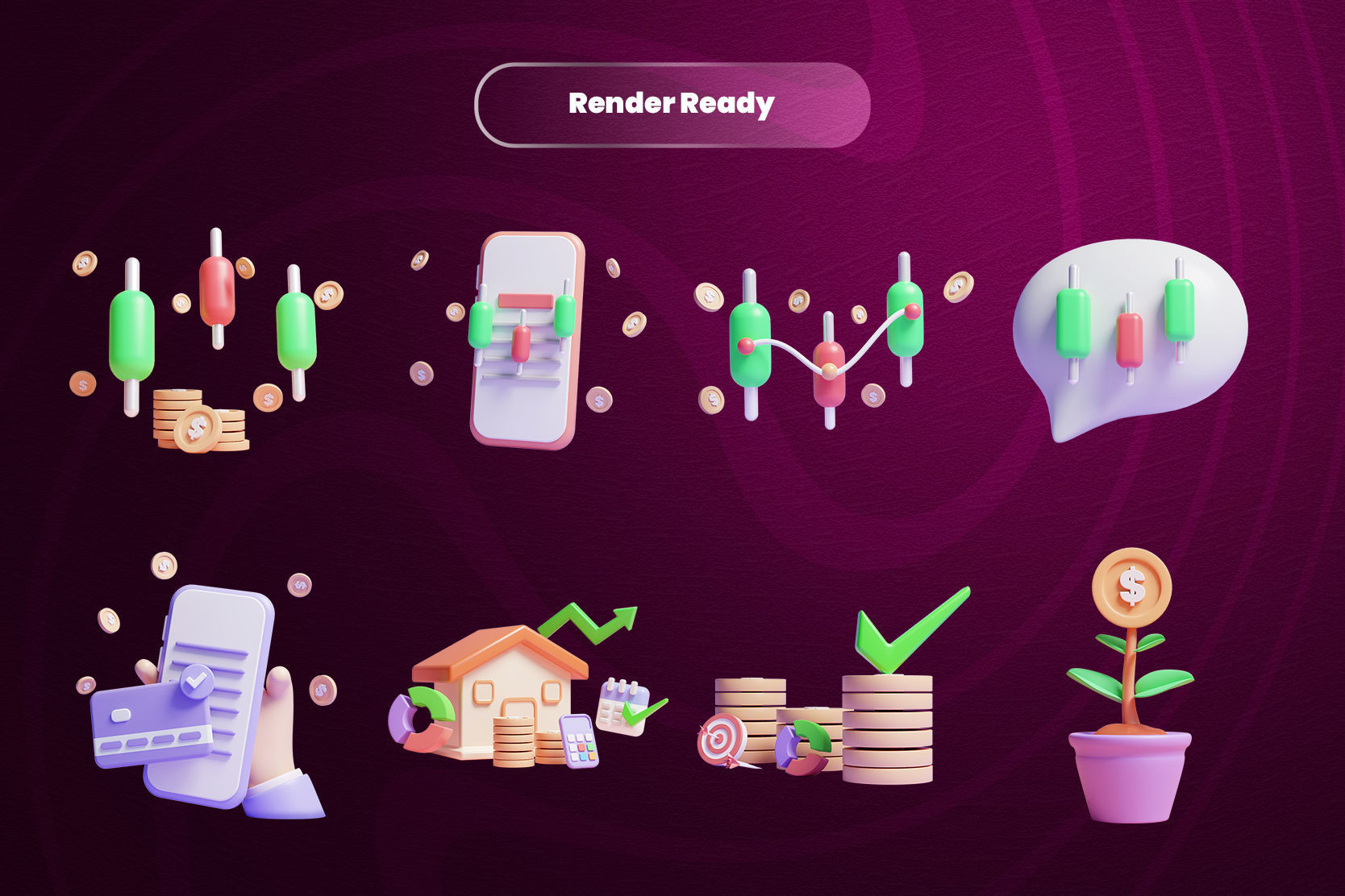 Online Business 3d Illustration  Icon Pack 3D model_2