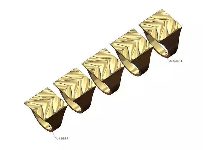 Concave abstract dome wave pattern signet ring US sizes 7to11