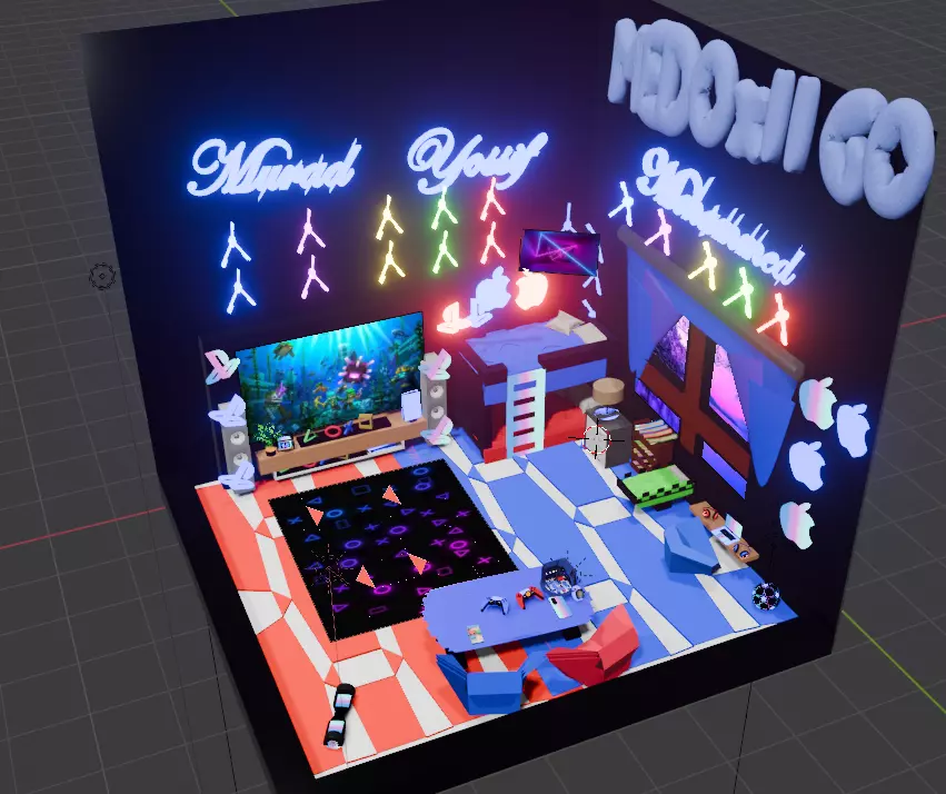 A gamming RBG room Free low-poly 3D model