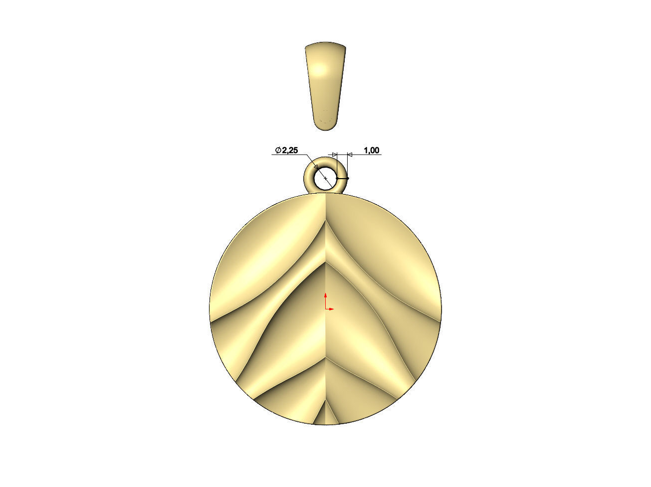 Concave abstract dome wave pattern pendant charm 3D print model_7