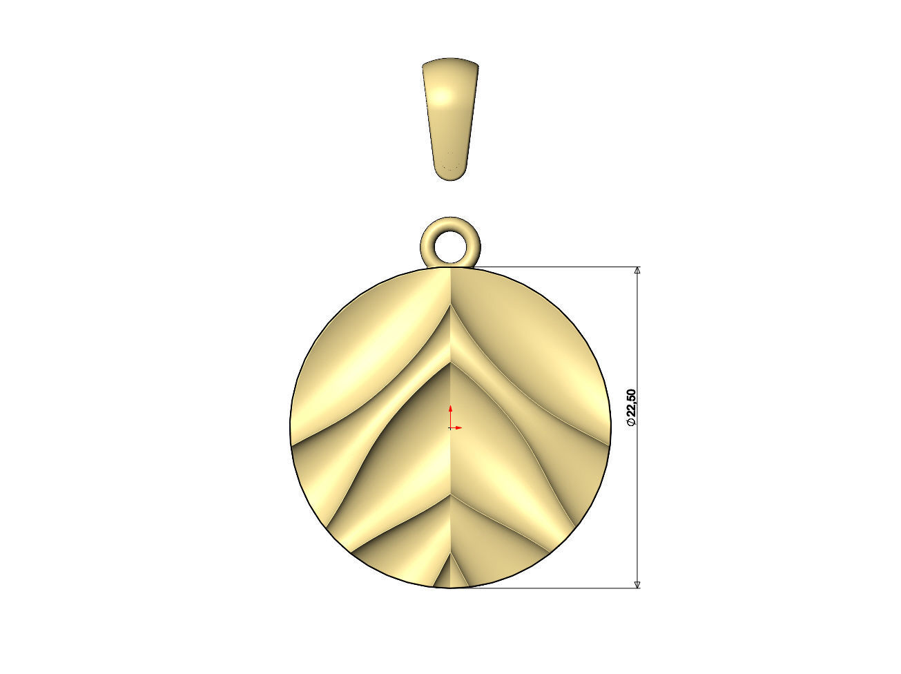 Concave abstract dome wave pattern pendant charm 3D print model_6
