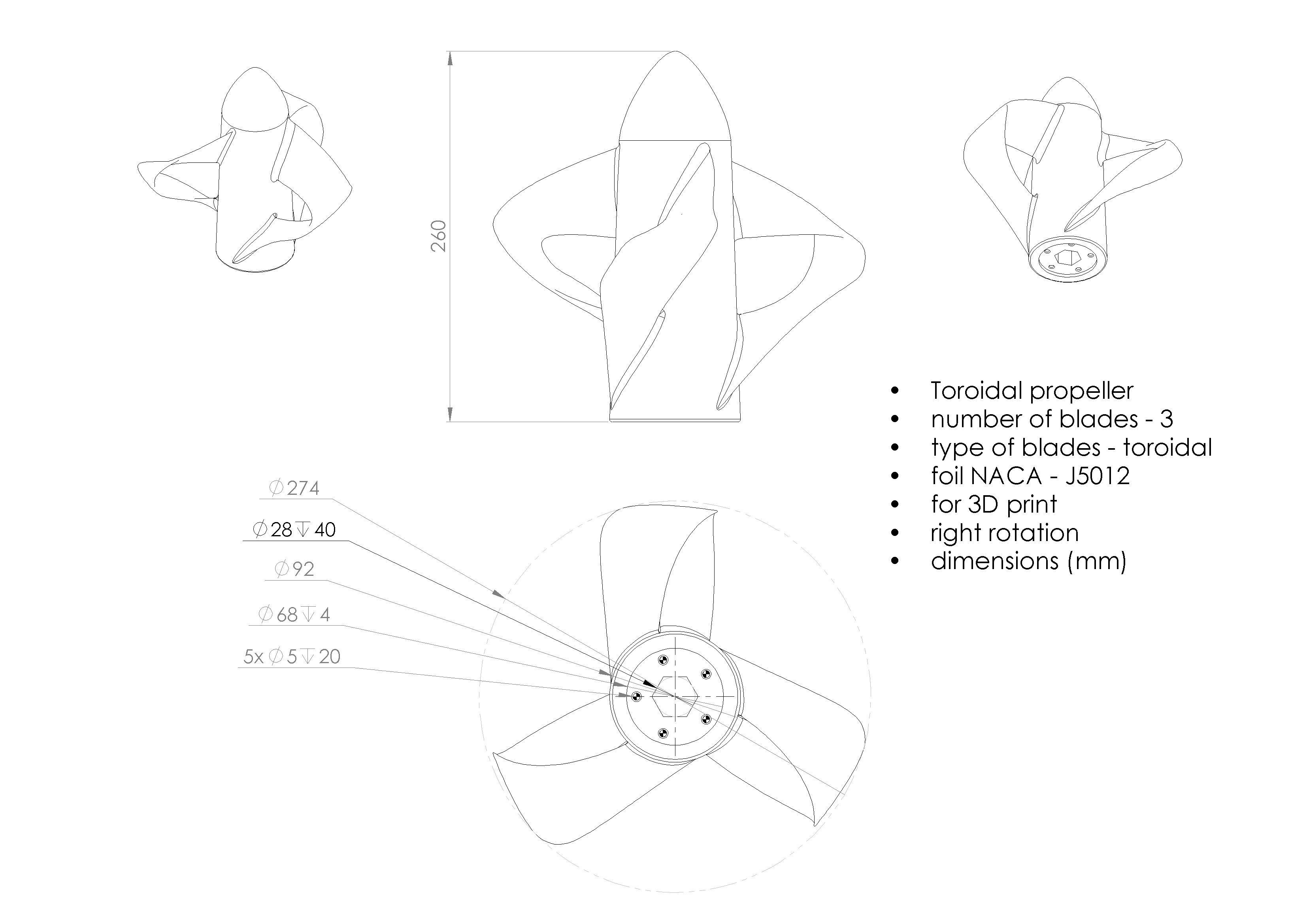 Toroidal propeller for submarines boats and ships 3D print model_9