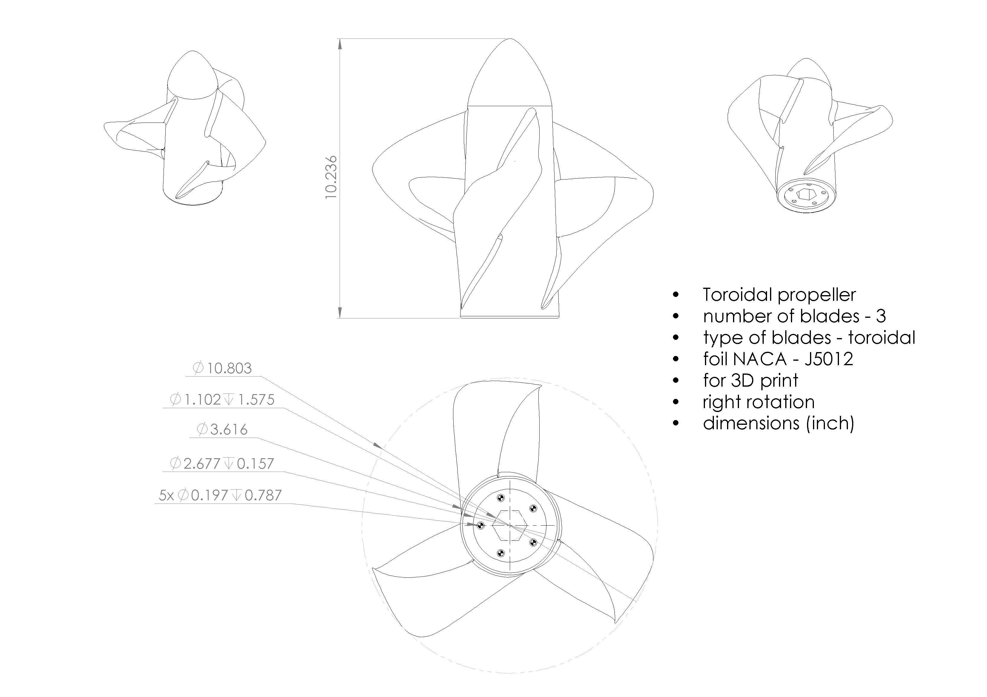 Toroidal propeller for submarines boats and ships 3D print model_10
