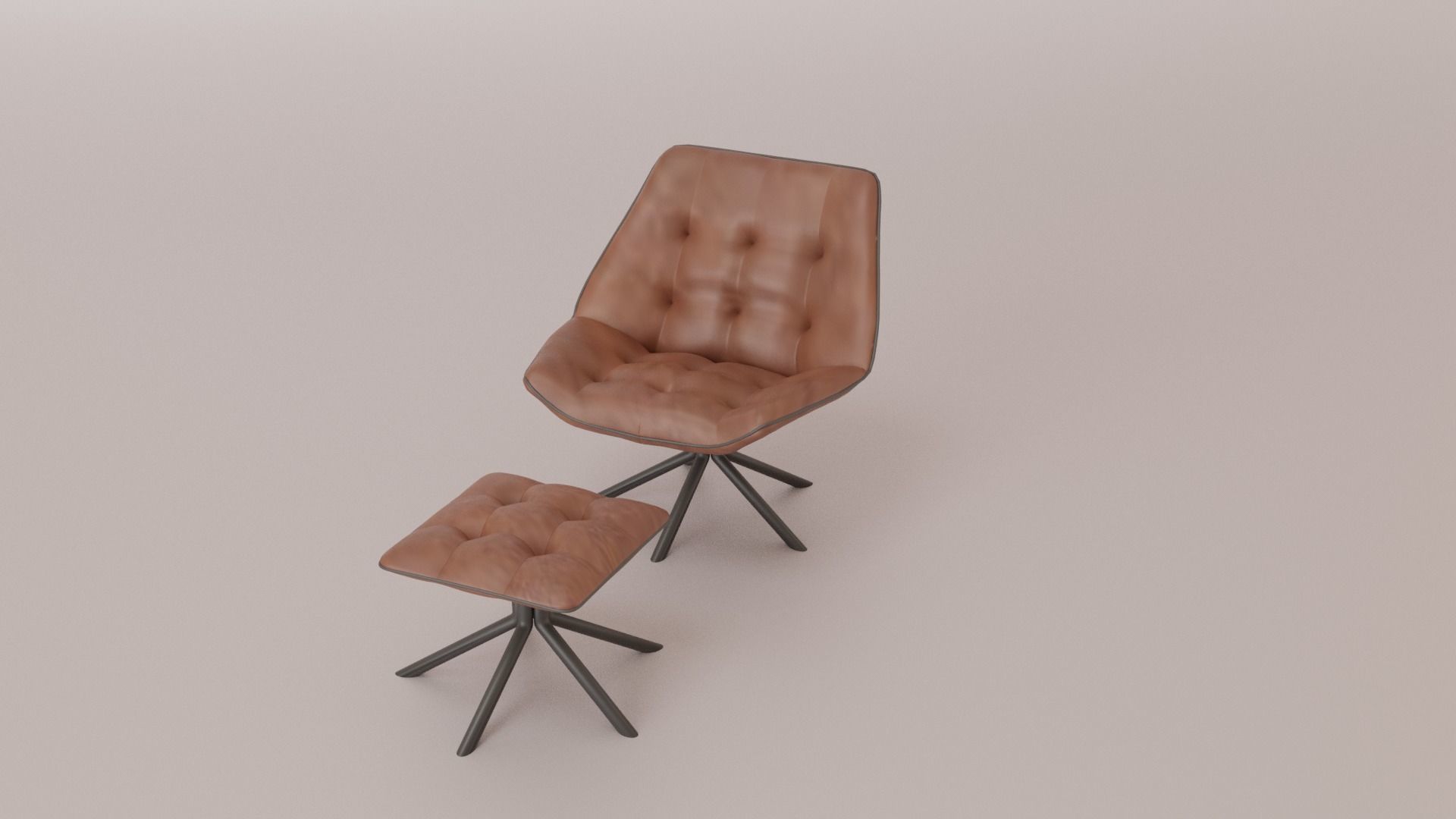 Leather Swivel Chair Low-poly 3D model_18