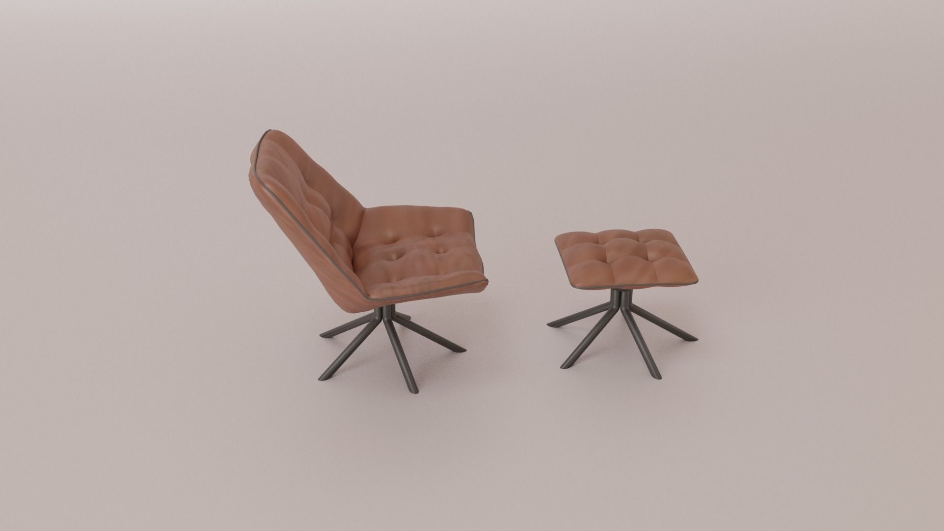 Leather Swivel Chair Low-poly 3D model_9