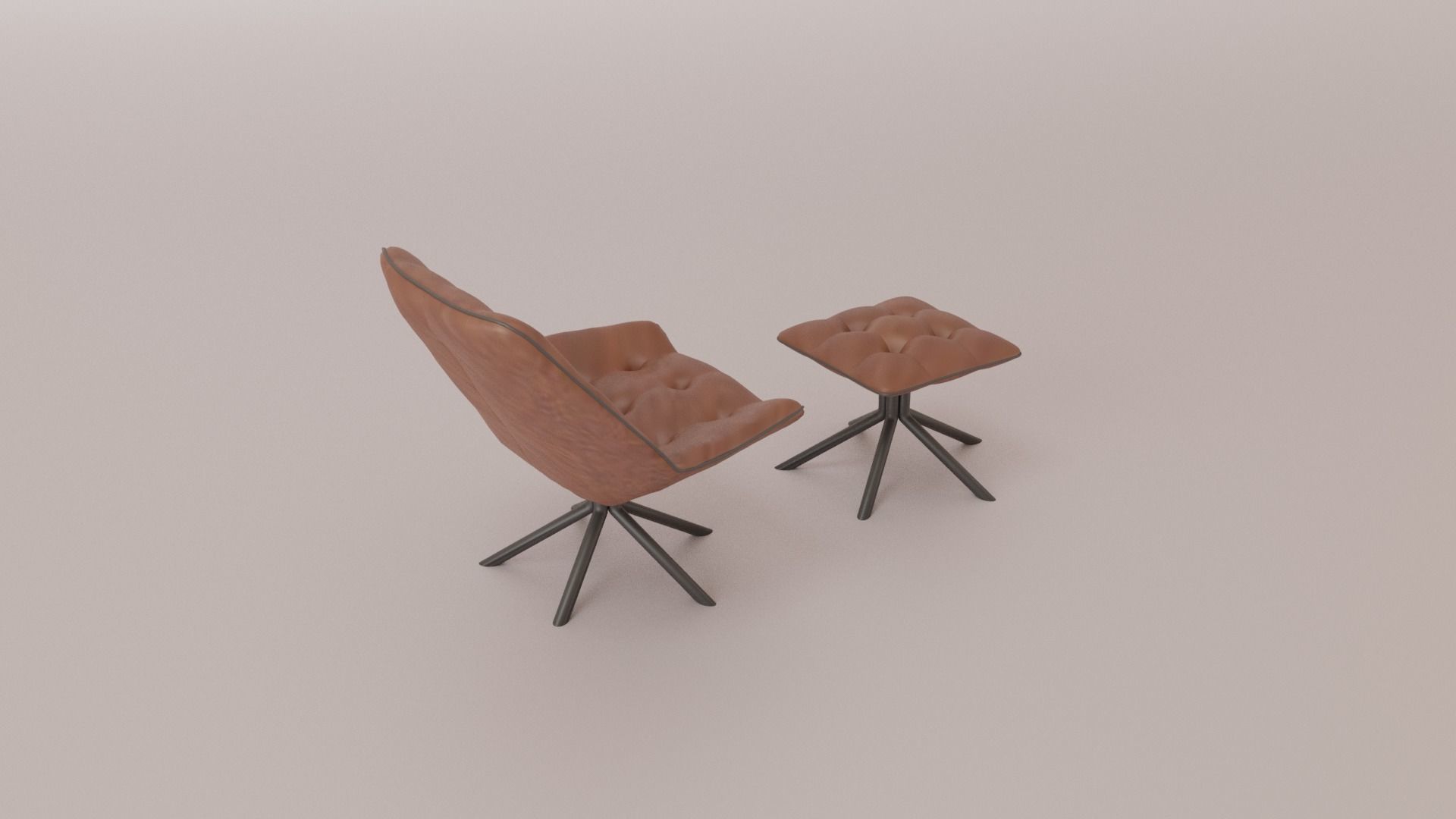 Leather Swivel Chair Low-poly 3D model_10