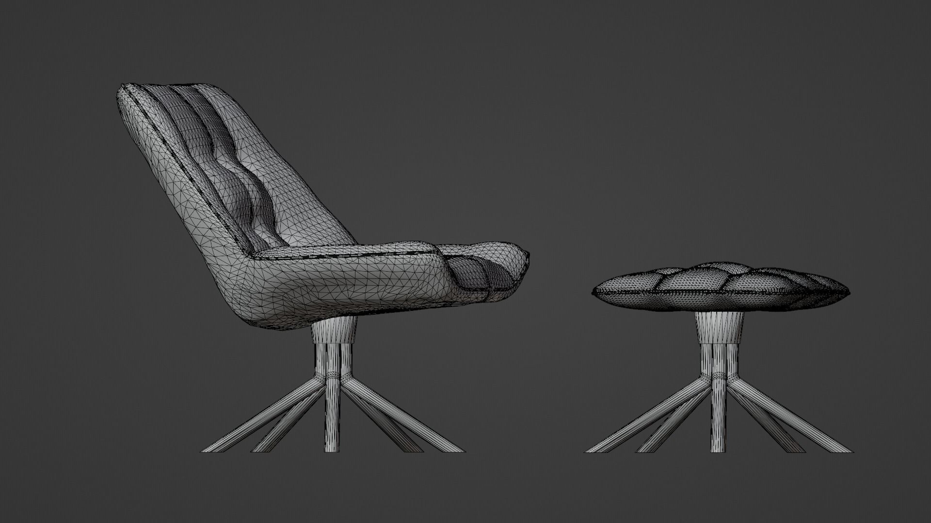 Leather Swivel Chair Low-poly 3D model_5