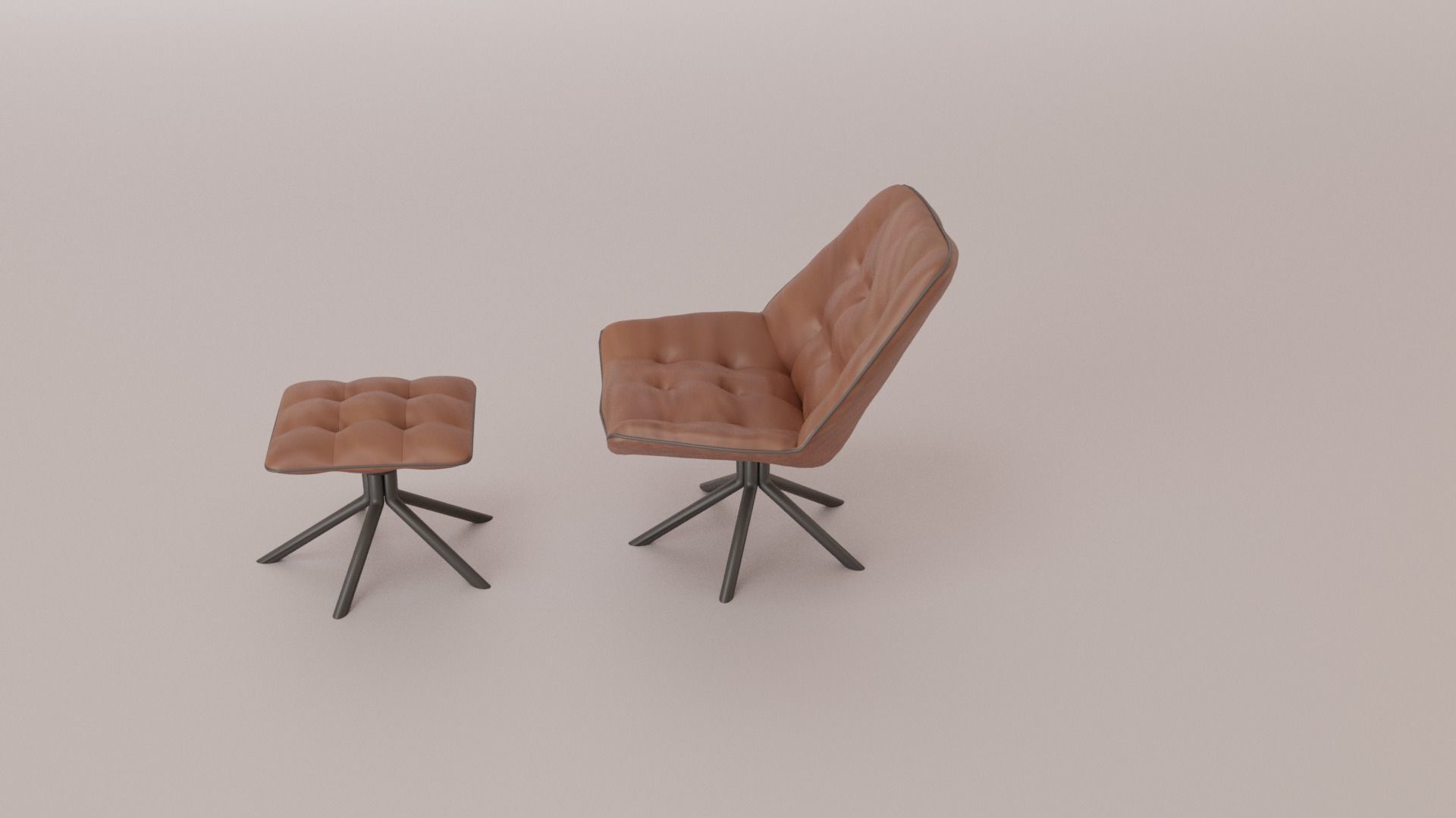 Leather Swivel Chair Low-poly 3D model_12