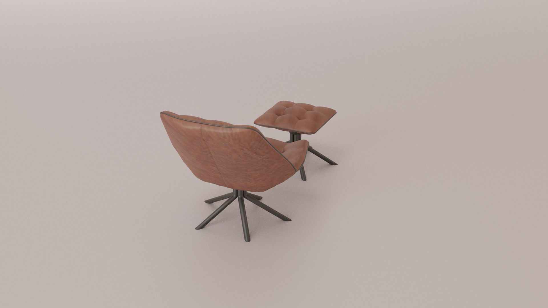 Leather Swivel Chair Low-poly 3D model_11