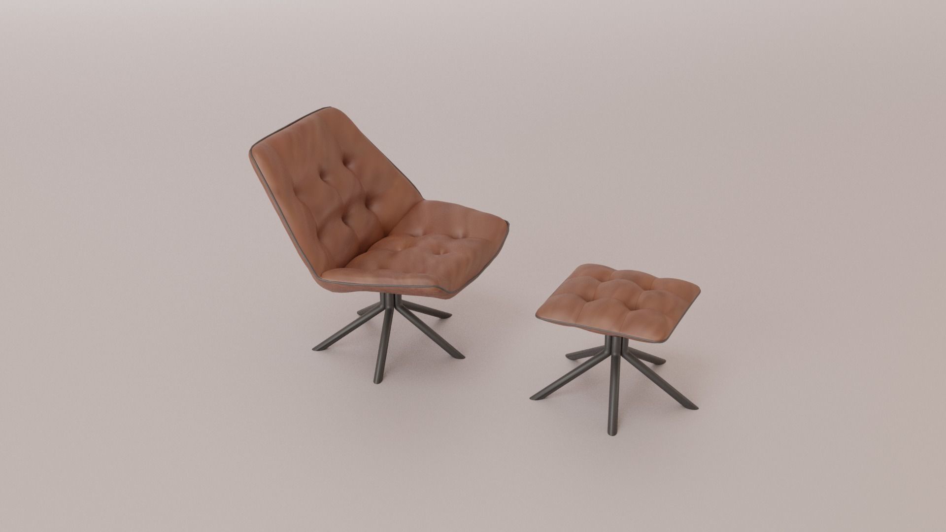 Leather Swivel Chair Low-poly 3D model_4