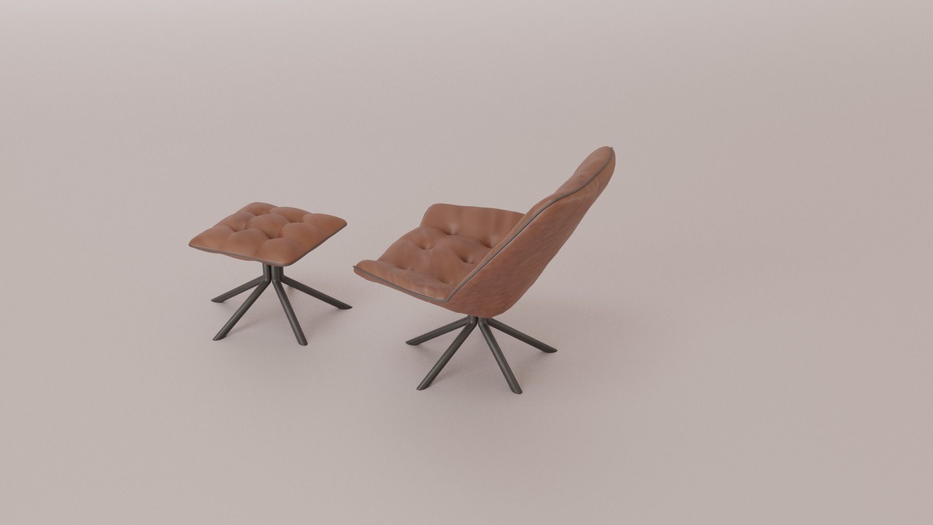 Leather Swivel Chair Low-poly 3D model_15