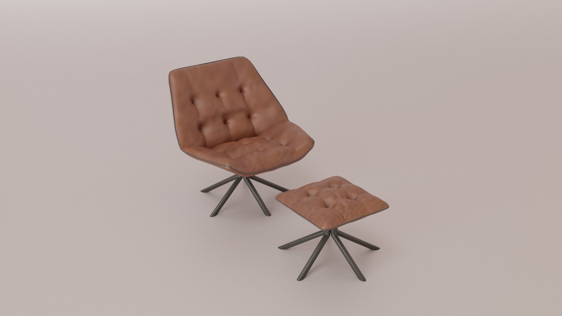 Leather Swivel Chair Low-poly 3D model_1