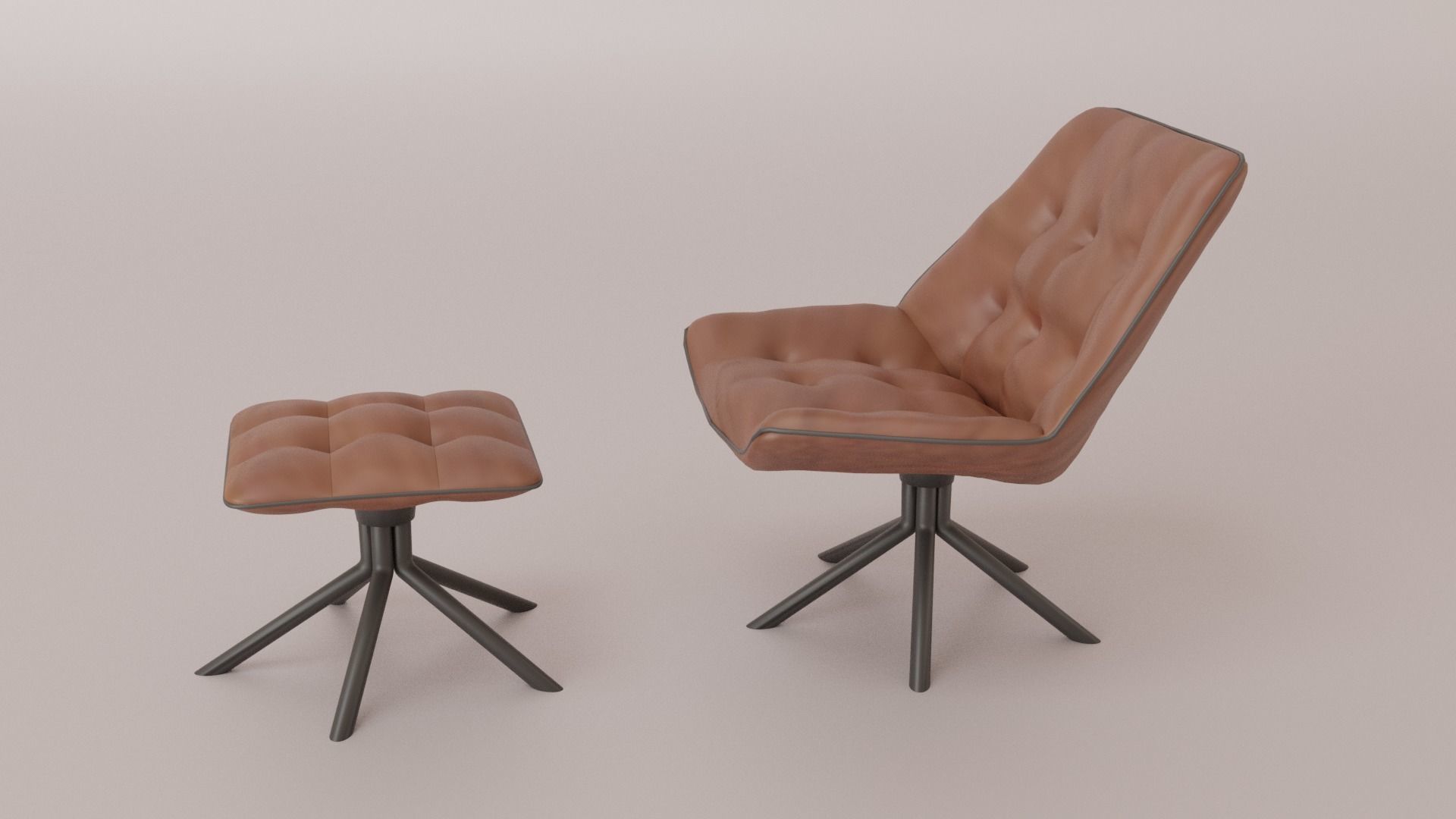 Leather Swivel Chair Low-poly 3D model_3