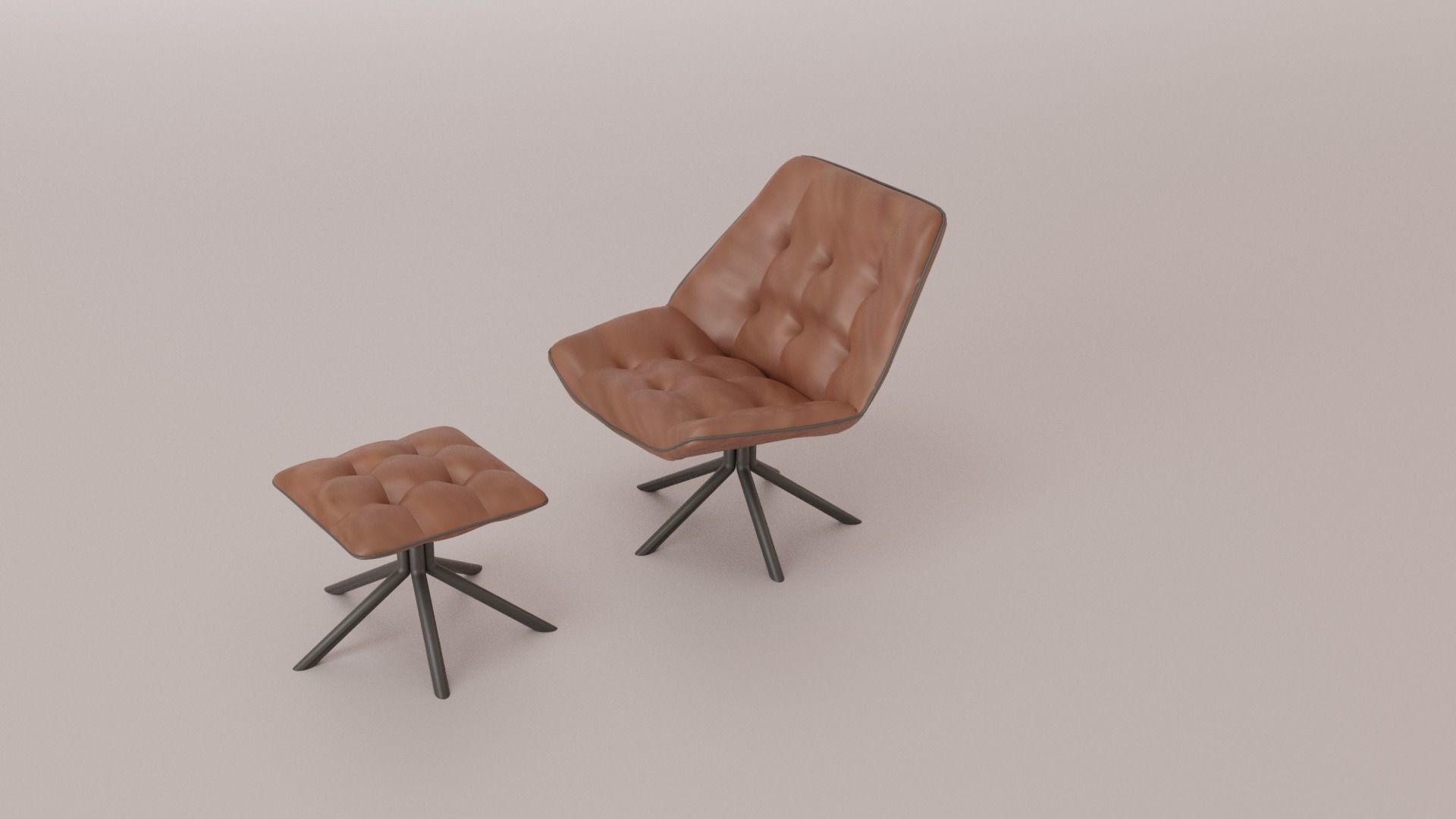 Leather Swivel Chair Low-poly 3D model_8