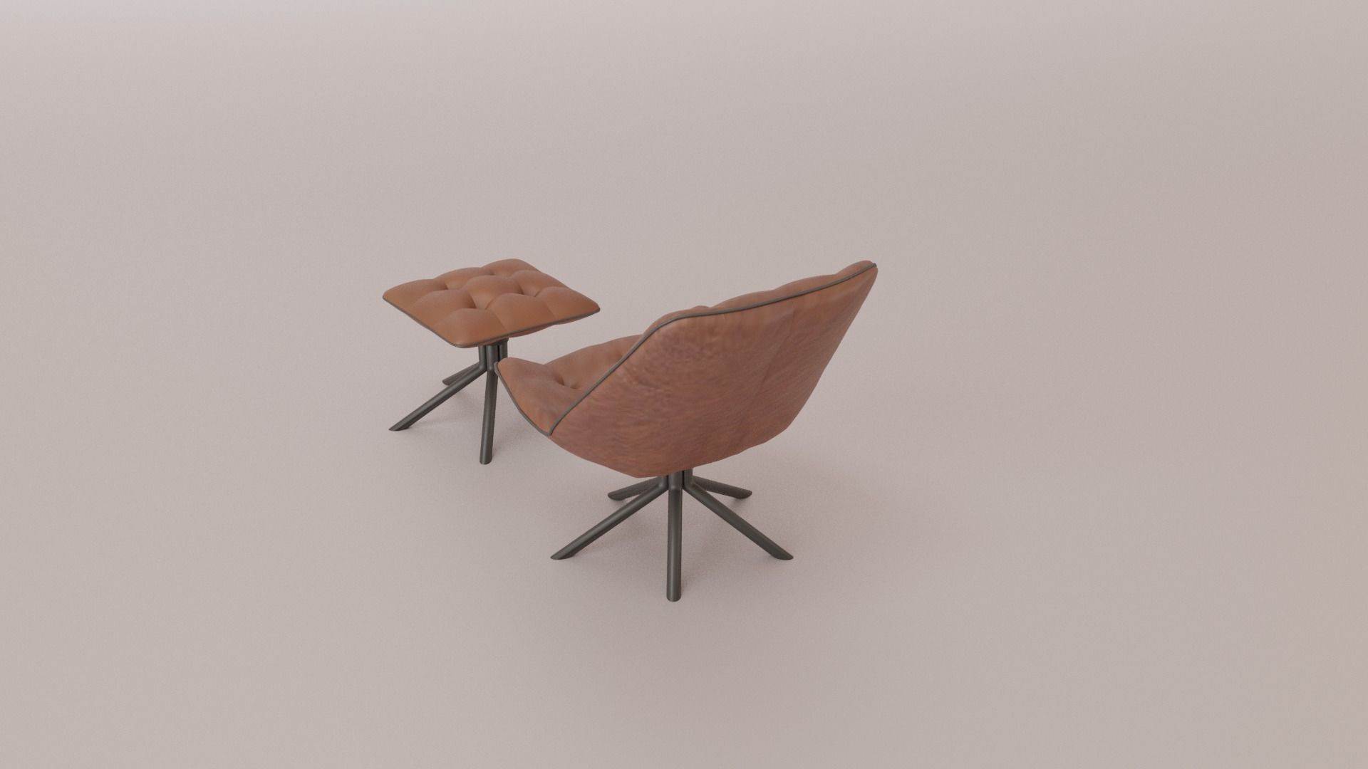 Leather Swivel Chair Low-poly 3D model_14
