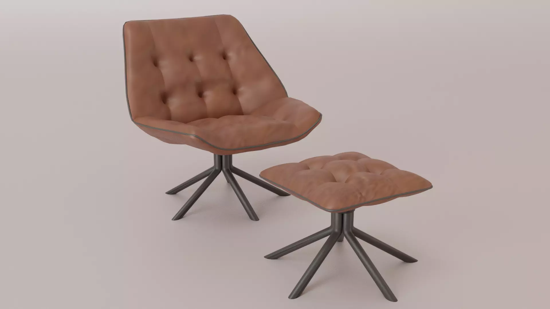 Leather Swivel Chair Low-poly 3D model_0