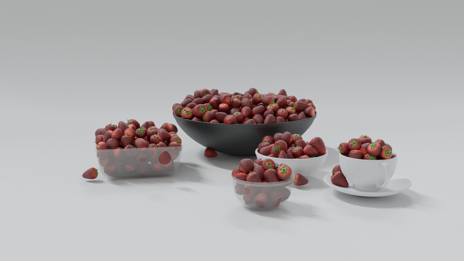 Strawberries in Bowl 3D model_1
