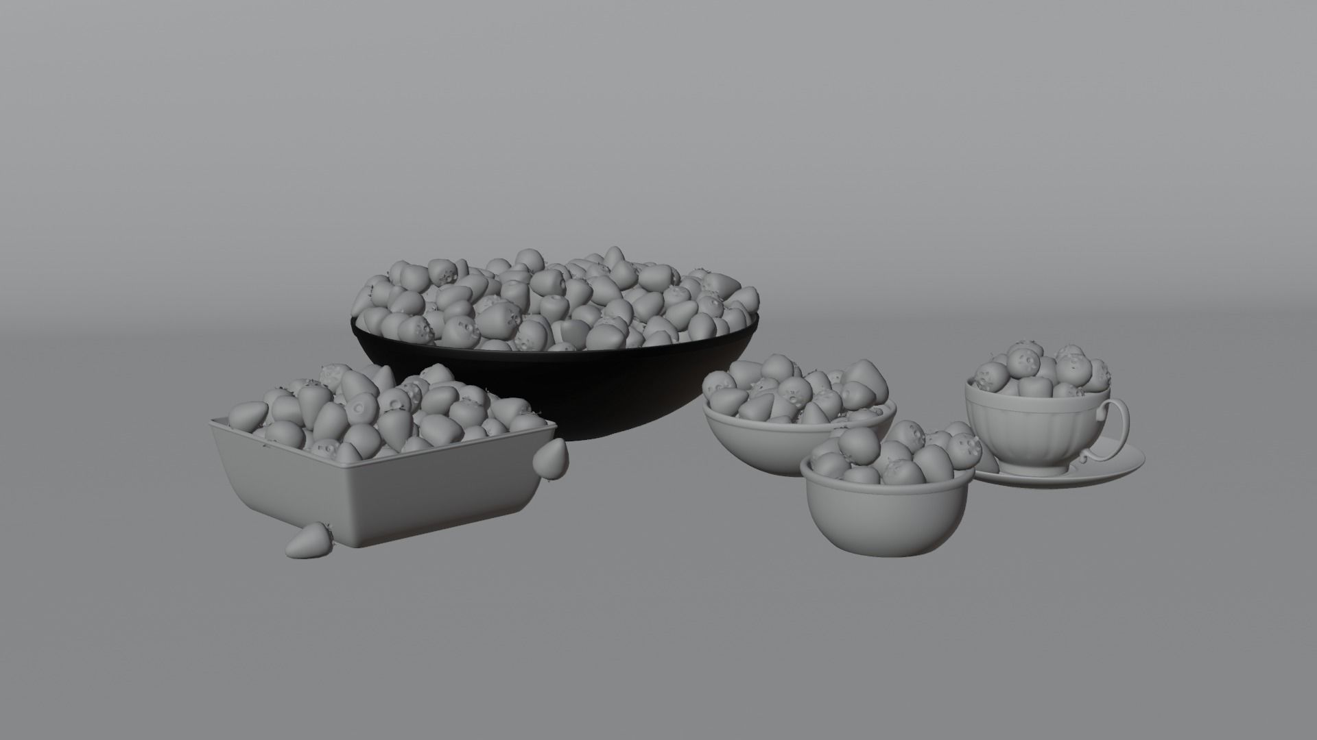 Strawberries in Bowl 3D model_5