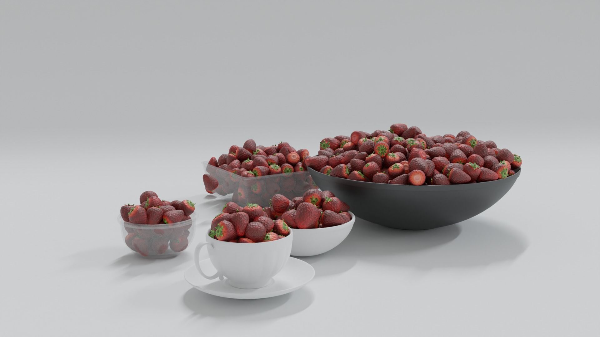 Strawberries in Bowl 3D model_2