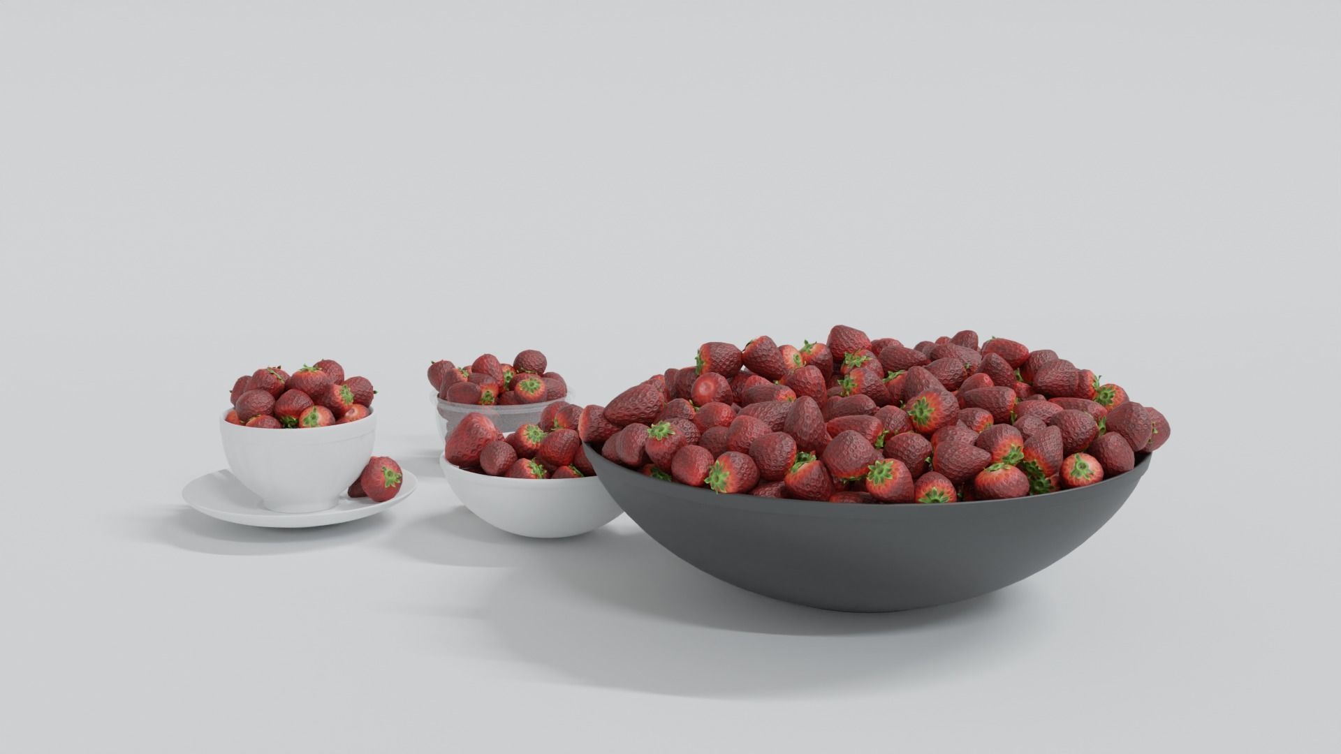 Strawberries in Bowl 3D model_3