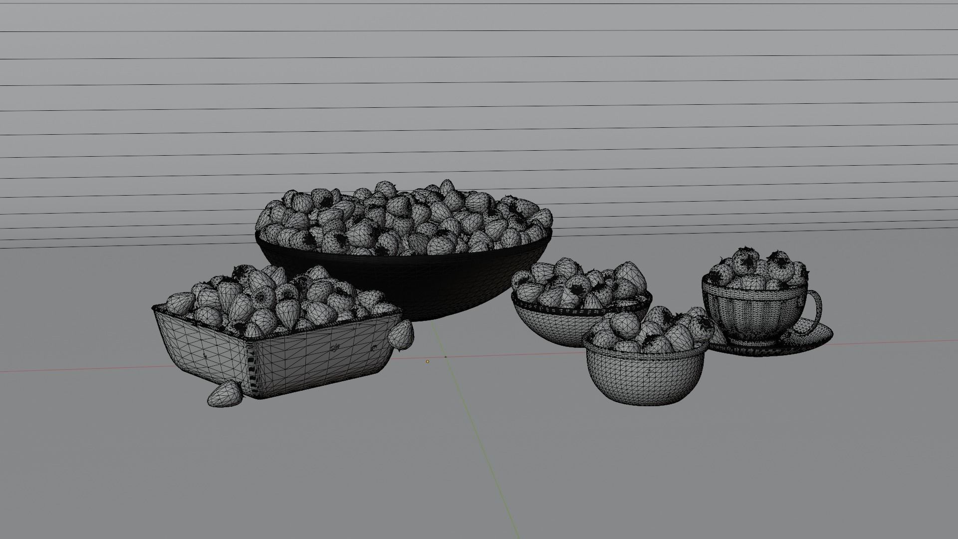 Strawberries in Bowl 3D model_6