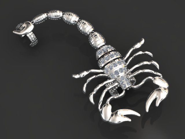 Mechanical Scorpion Ring 3D print model_1
